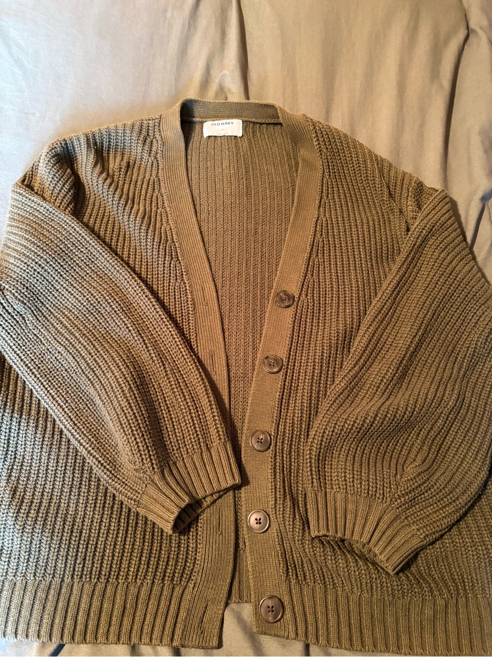 OLDNAVY Chunky Knit Button Cardigan in Olive green
